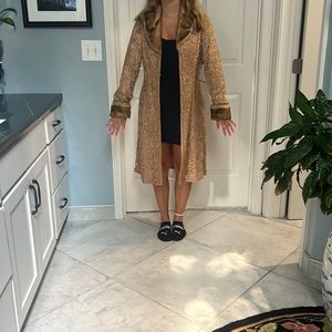 Sue Wong Nocturne Beaded Faux Fur Coat Size 6